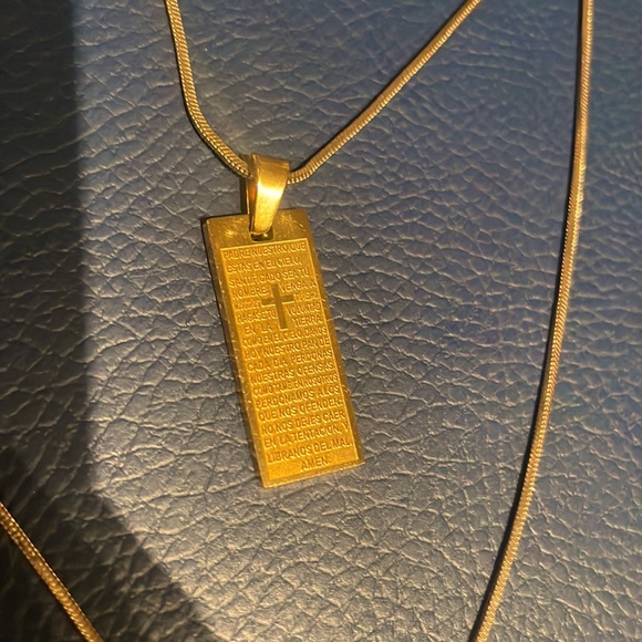 Layered gold plated necklace with scripture - Picture 3 of 4
